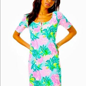 Lilly Pulitzer L Gavyn Dress in Blue Ibiza Pineapple Shake NWT